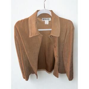 Briggs Camel Faux Suede Button-Up Jacket
